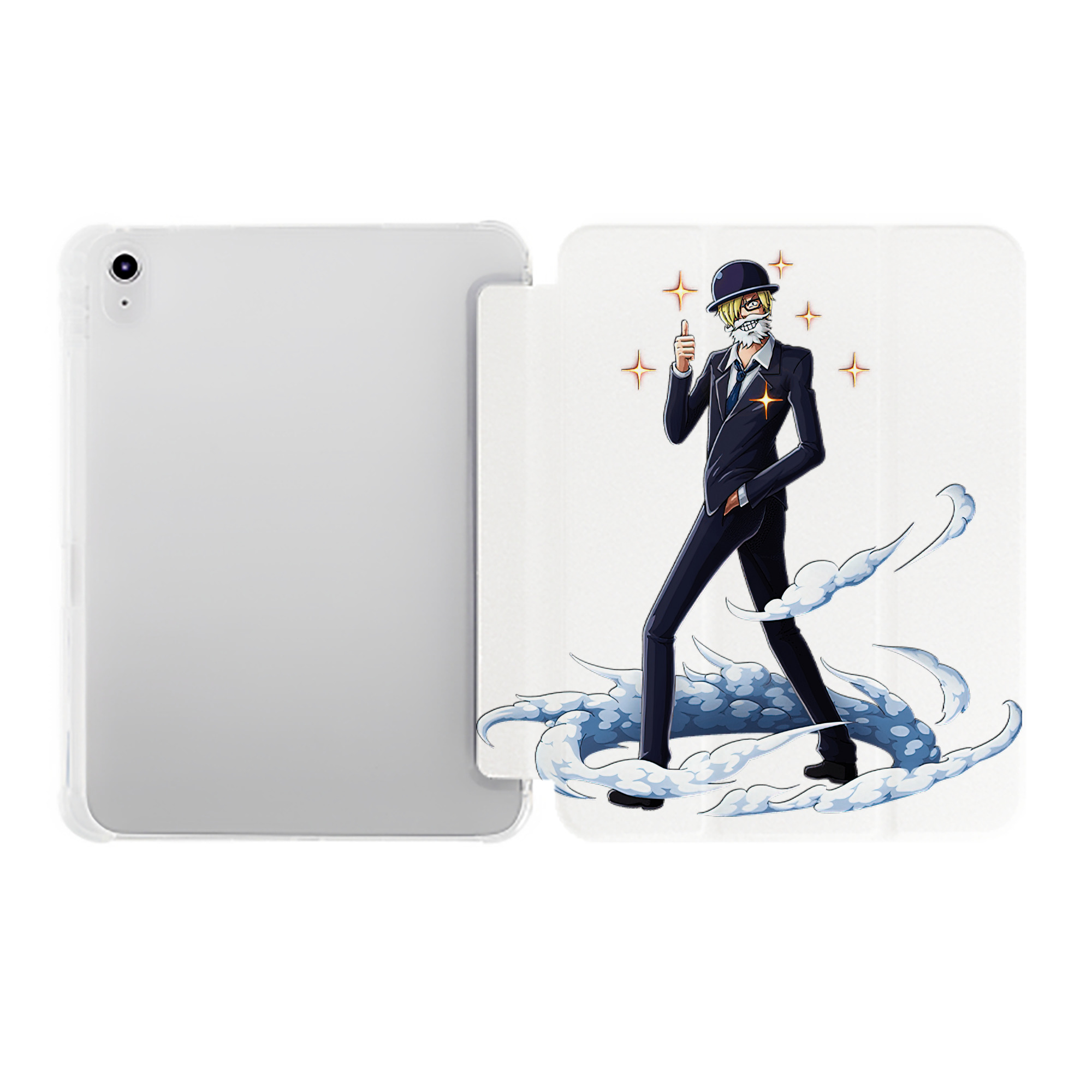 （画像用） ワンピース サンジ ONE PIECE Sanji IPad ケース ペン収納付き 三つ折りスタンド PUレザー×シリコン 対応機種9.5/10.5/10.9インチ